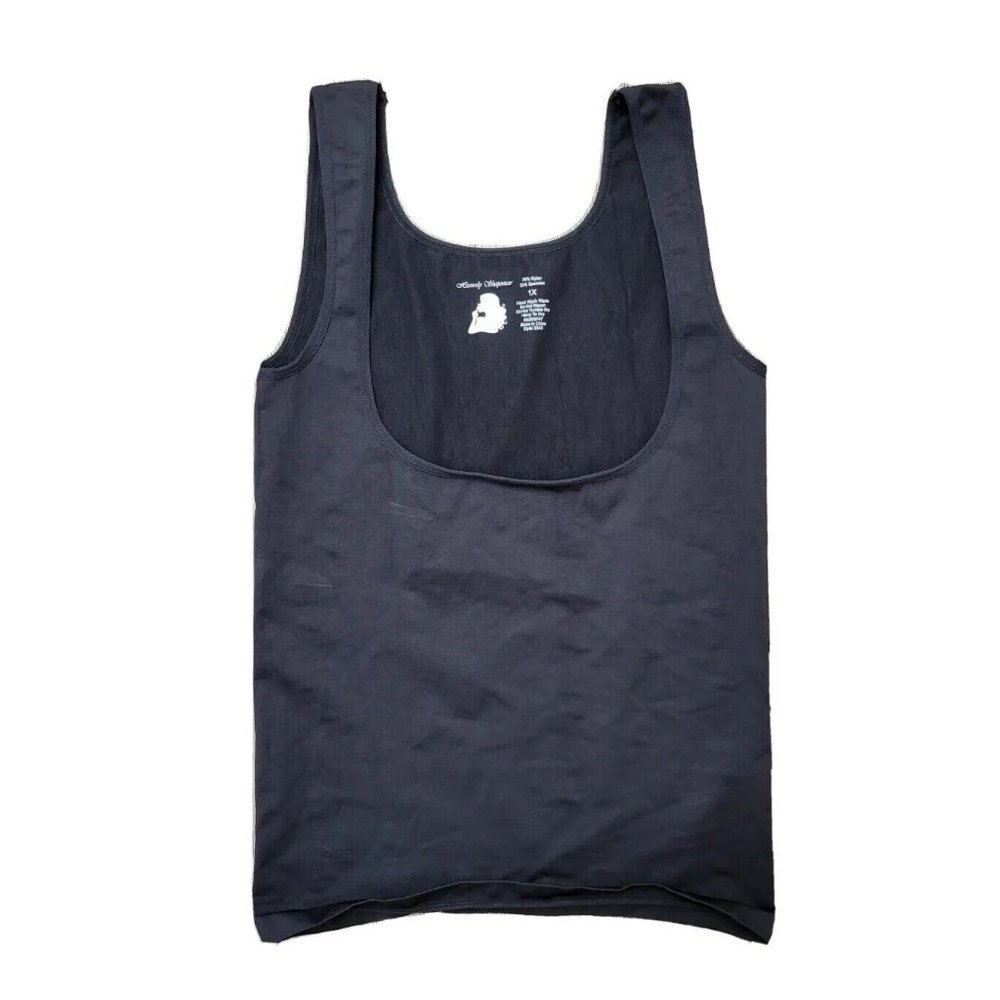 Heavenly Shapewear Women's 1X Black Tank Top Crop Compression Low Front Stretch